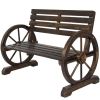 2 Person Wagon Wheel Wooden Bench