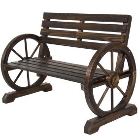 2 Person Wagon Wheel Wooden Bench