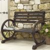 2 Person Wagon Wheel Wooden Bench