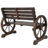 2 Person Wagon Wheel Wooden Bench