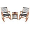 Wooden 3 Piece Patio Rocking Chair Furniture Set
