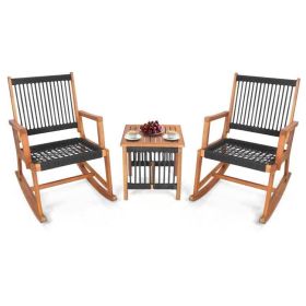 Wooden 3 Piece Patio Rocking Chair Furniture Set