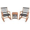 Wooden 3 Piece Patio Rocking Chair Furniture Set