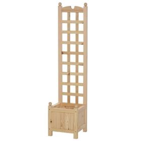 Solid Fir Wood Raised Planter Box with Trellis