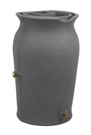 50-Gallon Plastic Urn Rain Barrel with Planter Top; Dark Grey