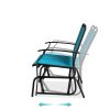 Mesh Patio Loveseat Glider with Armrests; Blue
