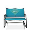 Mesh Patio Loveseat Glider with Armrests; Blue