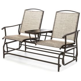 Outdoor Mesh Double Glider with Center Table