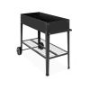 Black Metal Potting Bench with Push Handle Wheels