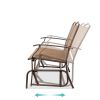 Mesh Patio Loveseat Glider with Armrests; Brown