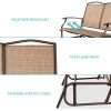 Mesh Patio Loveseat Glider with Armrests; Brown