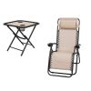 3 Piece Folding Lounge Chair Set; Tan