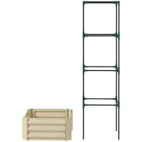 Galvanized Raised Garden Planter with Tomato Cage Trellis