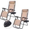 Set of 2 Folding Zero Gravity Lounge Chair; Beige