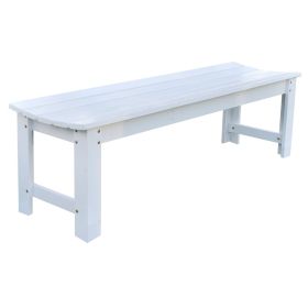 Backless Cedar Wood Garden Bench; White