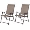 Set of 2 Folding Brown Patio Chairs