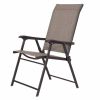Set of 2 Folding Brown Patio Chairs
