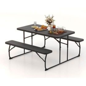 Folding Picnic Table with 2 Bench Dining Set