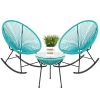 Patio Rocking Chair Bistro Set; Teal