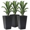 Set of 3 Tall Faux Rattan Flower Pots; Black