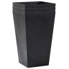 Set of 3 Tall Faux Rattan Flower Pots; Black