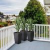 Set of 3 Tall Faux Rattan Flower Pots; Black