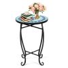 Blue Mosaic Round Accent Table