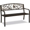 Cast Iron Garden Bench with Bird Pattern Backrest