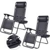 Set of 2 Black Folding Zero Gravity Lounge Chairs