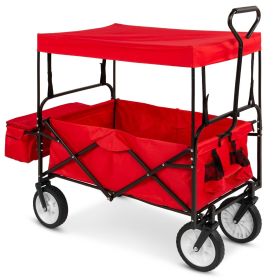 Collapsible Utility Wagon with Canopy; Red