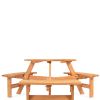 Outdoor Round Wood Picnic Table Bench Set