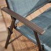 Set of 2 Folding Patio Dining Chairs with Blue Denim Padded Seat