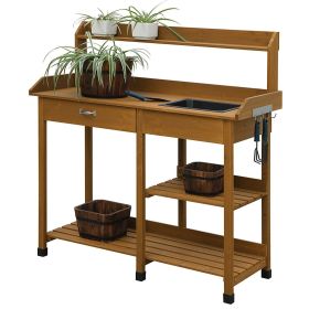 Patio Wooden Potting Bench with Sink