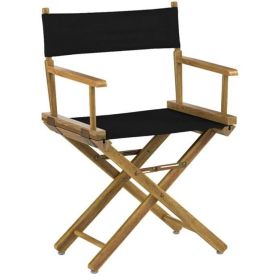 Solid Wood Frame Patio Directors Chair with Black Seat