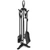 Wrought Iron Fireplace Tool Set; 5 Pieces