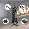 Wrought Iron Fireplace Tool Set; 5 Pieces