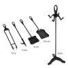 Wrought Iron Fireplace Tool Set; 5 Pieces