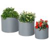Set of 3 Stackable Round Flower Planters; Grey
