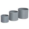 Set of 3 Stackable Round Flower Planters; Grey