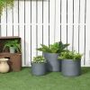 Set of 3 Stackable Round Flower Planters; Grey