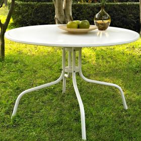 Round Patio Dining Table in White