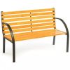 Garden Bench with Wood Slats and Curved Armrests