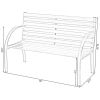 Garden Bench with Wood Slats and Curved Armrests