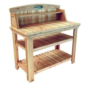 Natural Cedar Wood Potting Bench with Shelves
