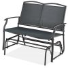 Mesh Patio Loveseat Glider with Armrests; Charcoal