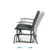 Mesh Patio Loveseat Glider with Armrests; Charcoal