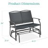Mesh Patio Loveseat Glider with Armrests; Charcoal