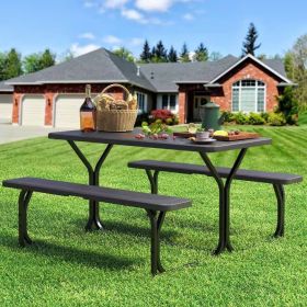 Black Rectangular Picnic Table with Bench
