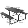 Black Rectangular Picnic Table with Bench