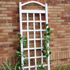 6 Ft White Vinyl Garden Trellis with Arch Top